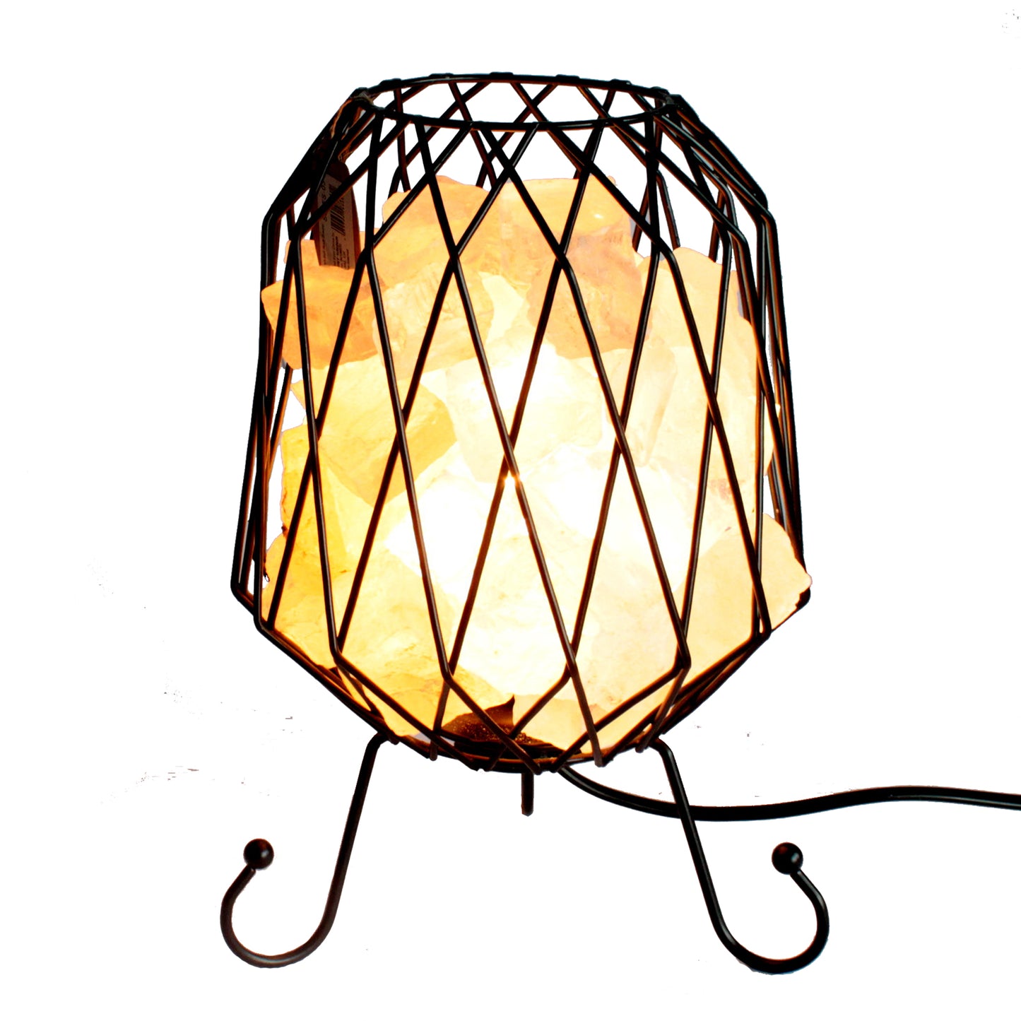 Mesh Salt Rock Brazier Lamp with White Salt Chunks