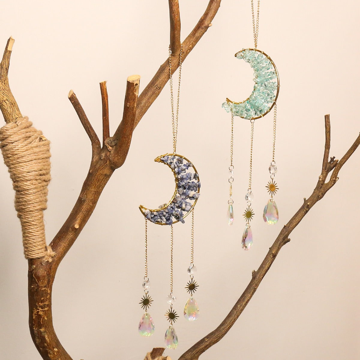 Creative Natural Crystal Moon Shape Dream/Sun Catcher