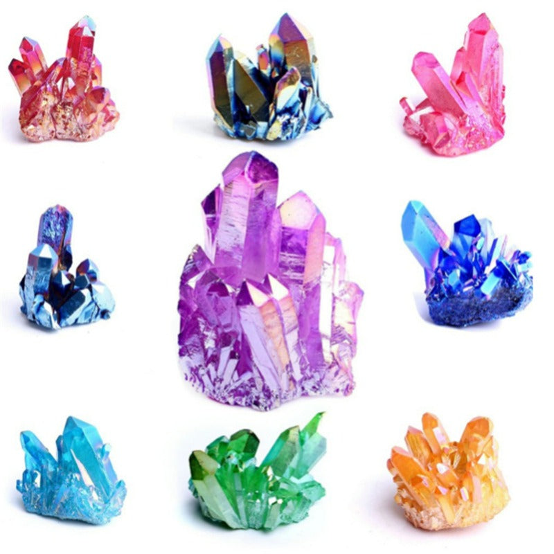 Electroplated Natural Quartz Crystal Cluster