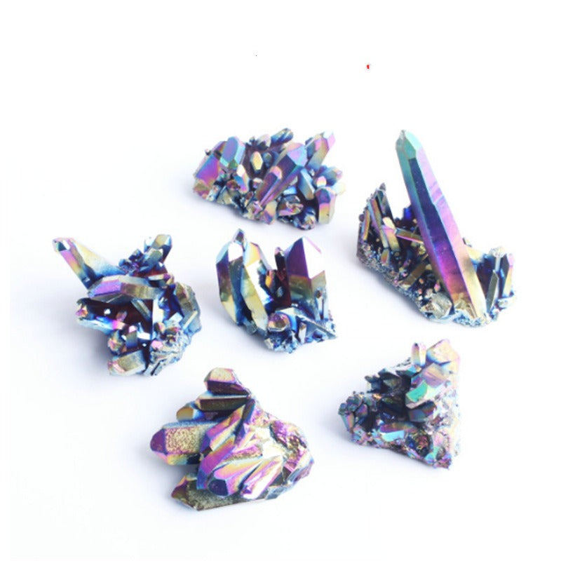 Electroplated Natural Quartz Crystal Cluster
