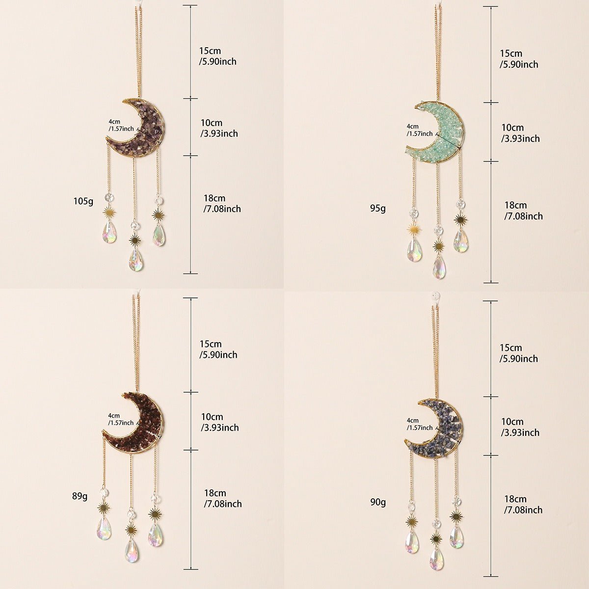 Creative Natural Crystal Moon Shape Dream/Sun Catcher