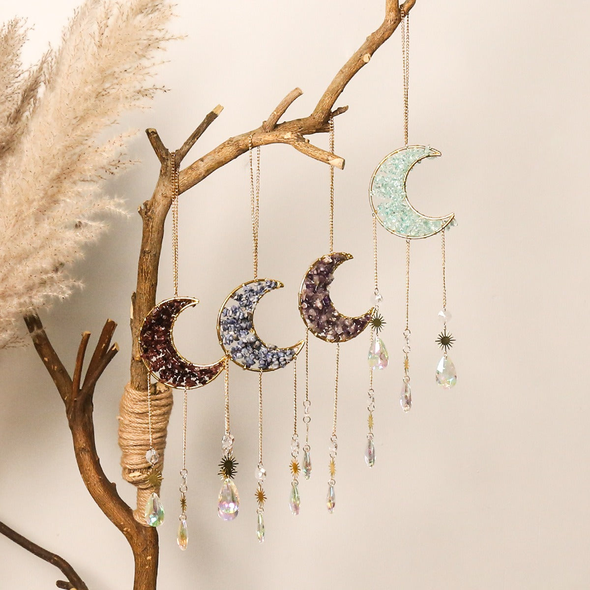 Creative Natural Crystal Moon Shape Dream/Sun Catcher