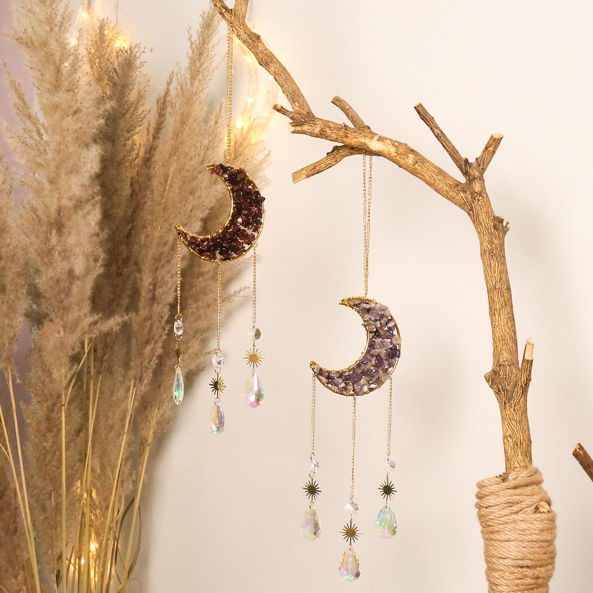 Creative Natural Crystal Moon Shape Dream/Sun Catcher