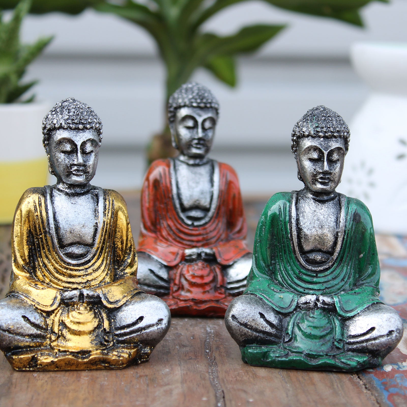 Silver Mini Buddhas - Set of 6