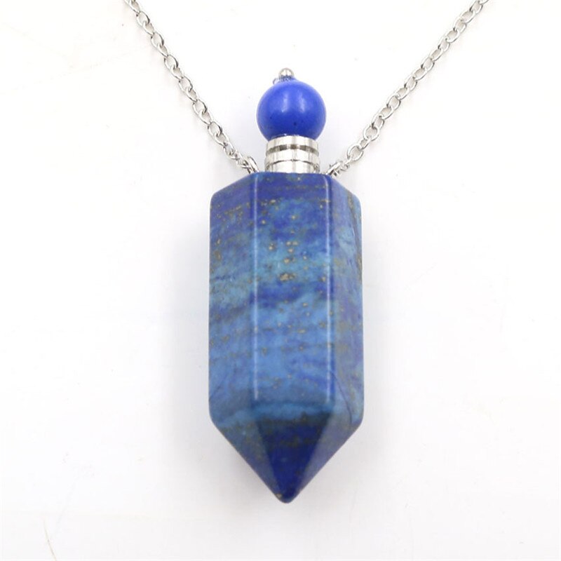 Healing Crystal Point Essential Oil Vial Diffuser Pendant Necklace