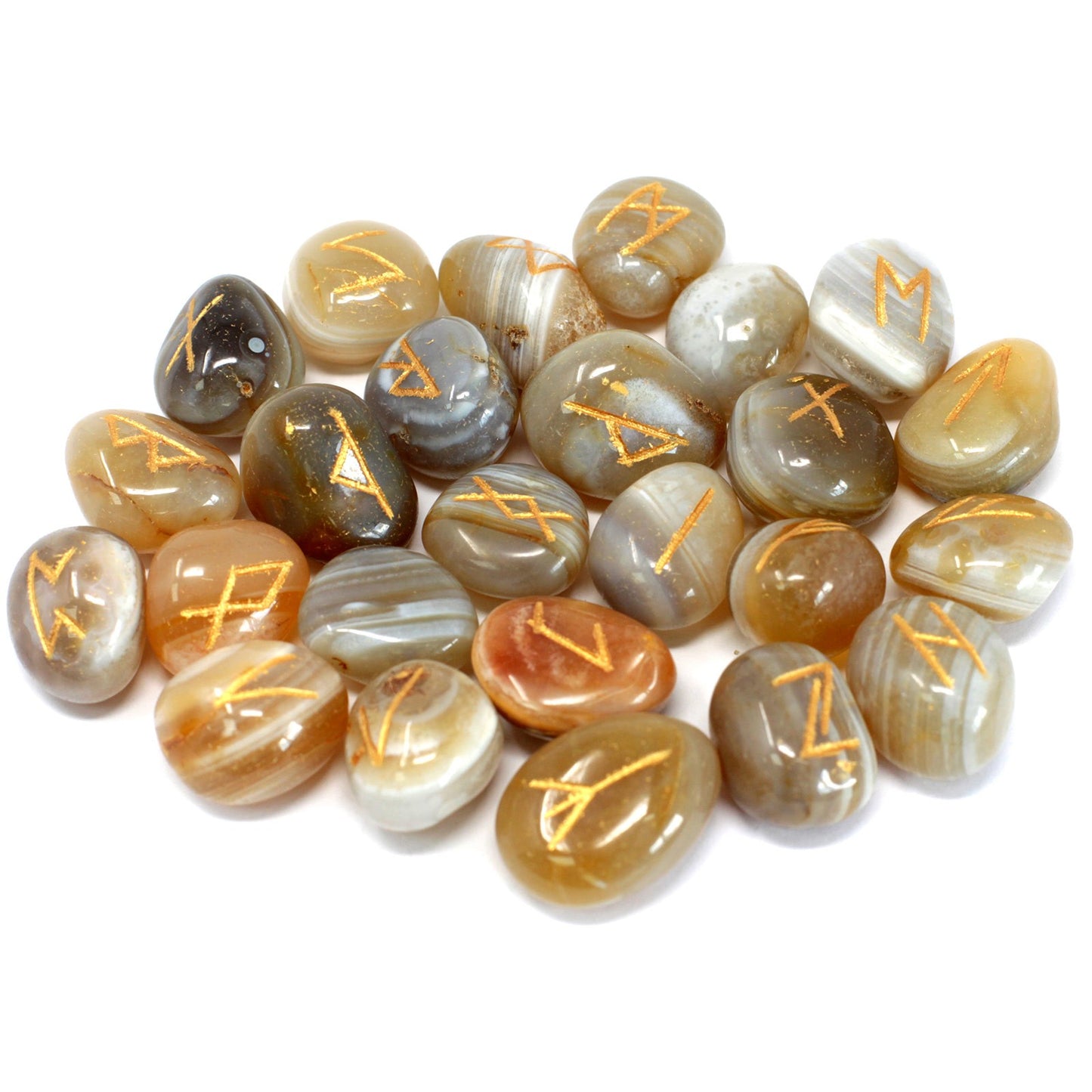 Rune Stone Set in Pouch - Banded Agate