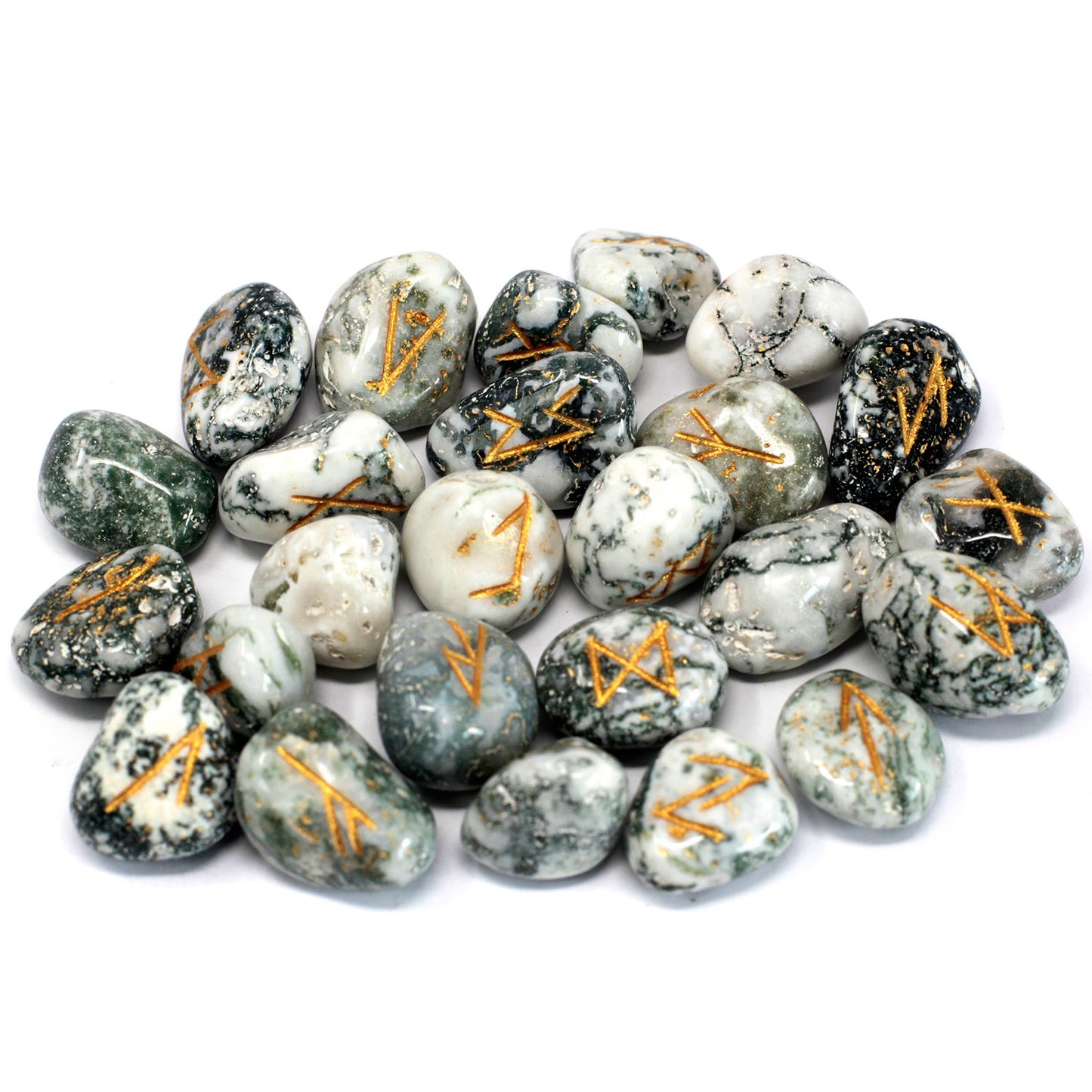 Rune Stone Set in Pouch - Tree Agate