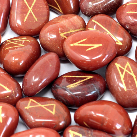 Rune Stone Set in Pouch - Red Jasper