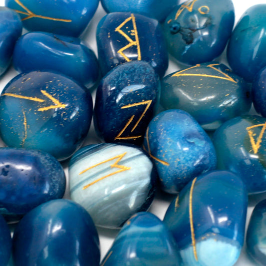 Rune Stone Set in Pouch - Blue Onyx