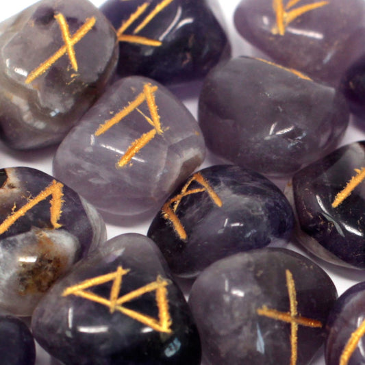 Rune Stone Set in Pouch - Amethyst