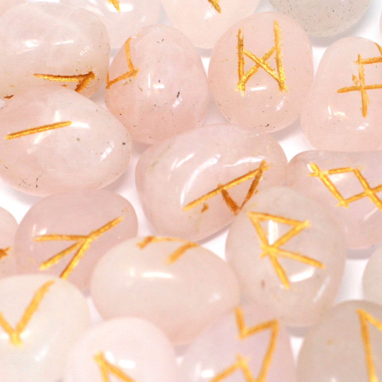 Rune Stone Set in Pouch - Rose Quartz