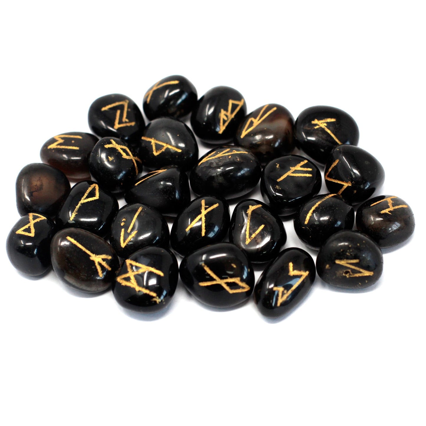 Rune Stone Set in Pouch - Black Onyx