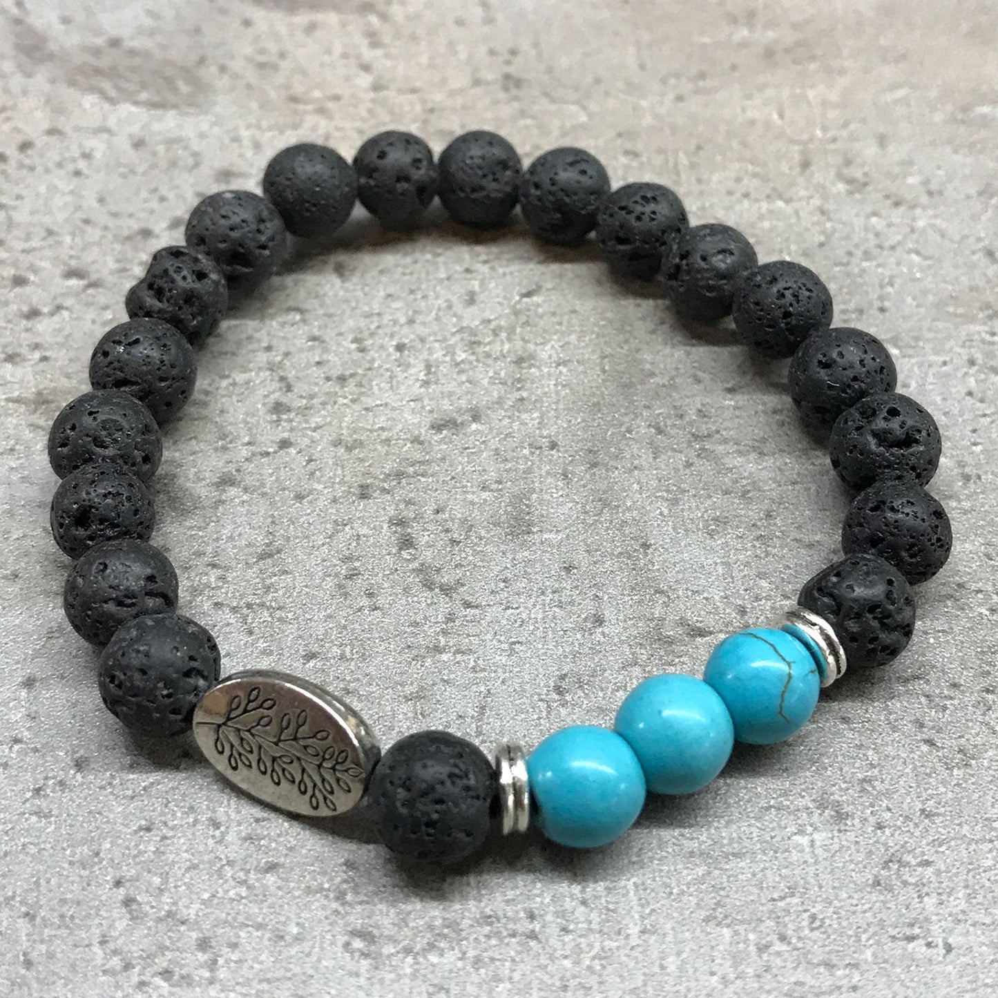 Lava Stone Diffuser Bracelet - Leaf Turquoise