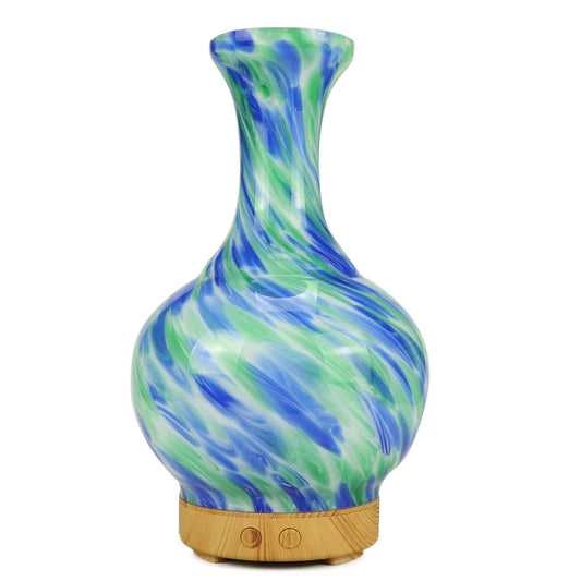 Aroma Atomiser - Glass Vase Blue and Green with Plug