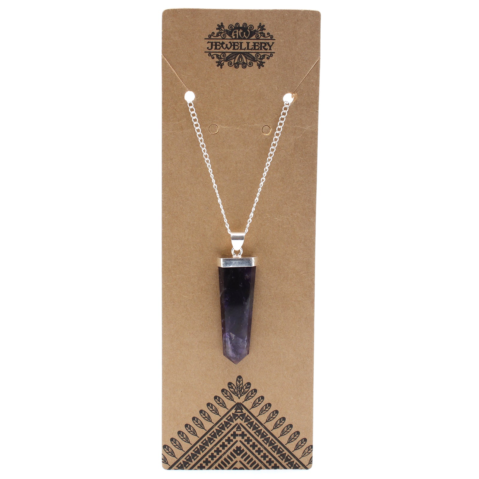 Flat Pencil Gemstone Pendant - Amethyst