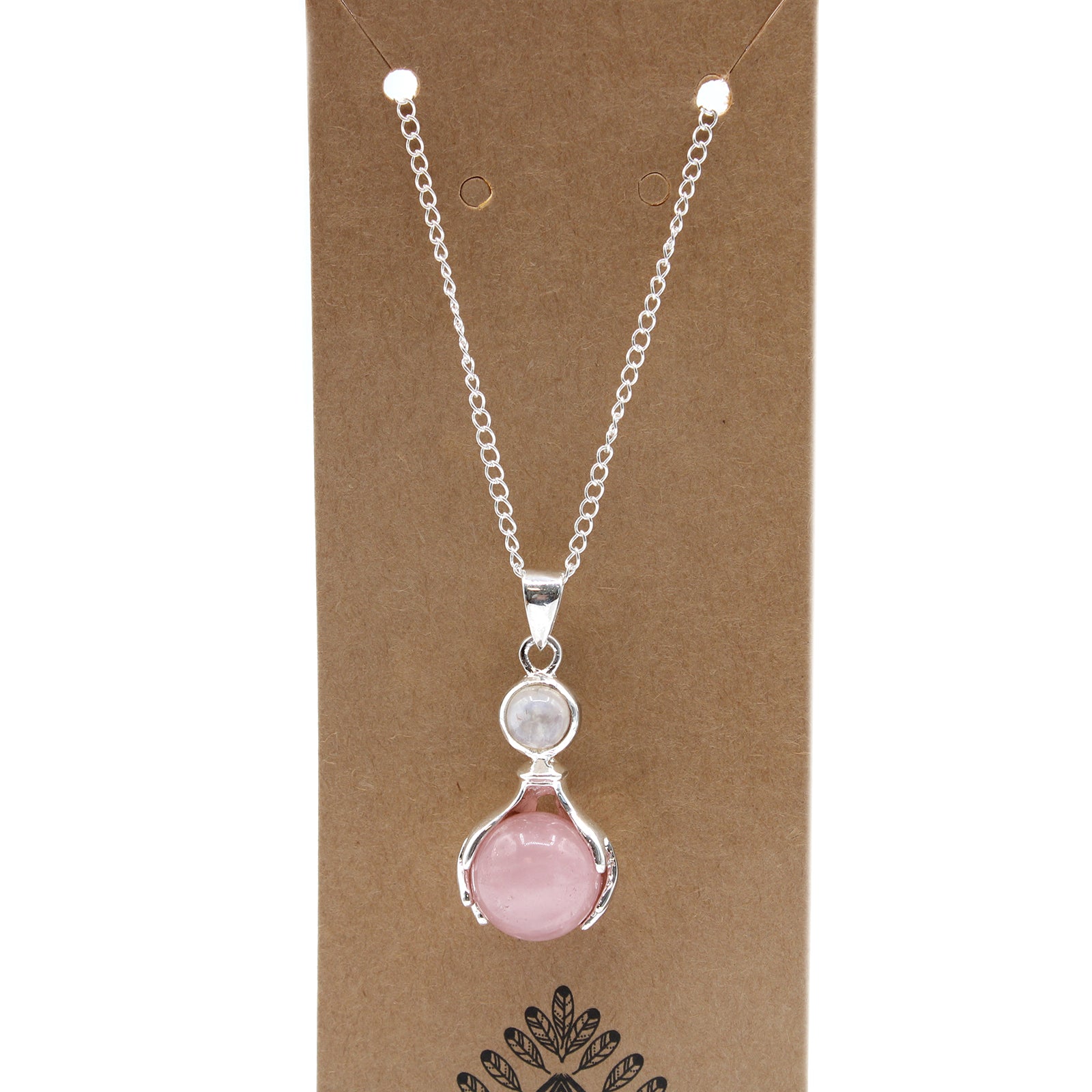 Healing Hands Gemstone Pendant - Rose Quartz