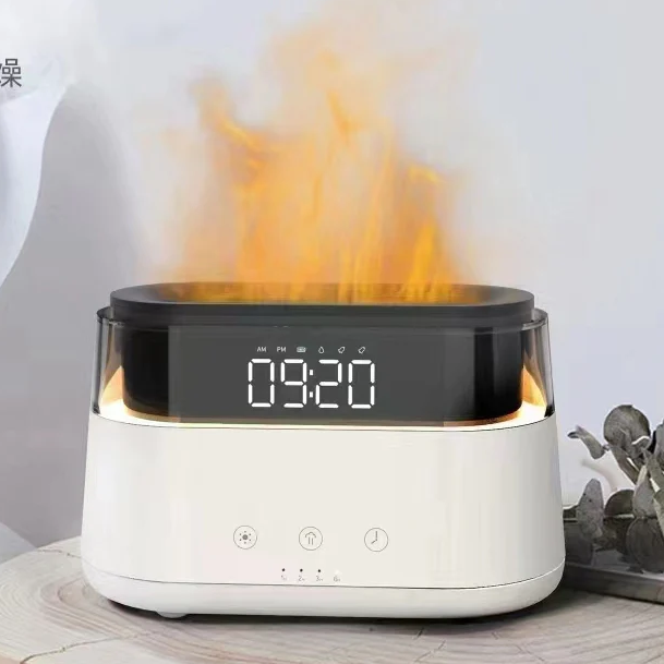 Modern Aroma Diffuser - Led Clock - USB-C - Flame Effect