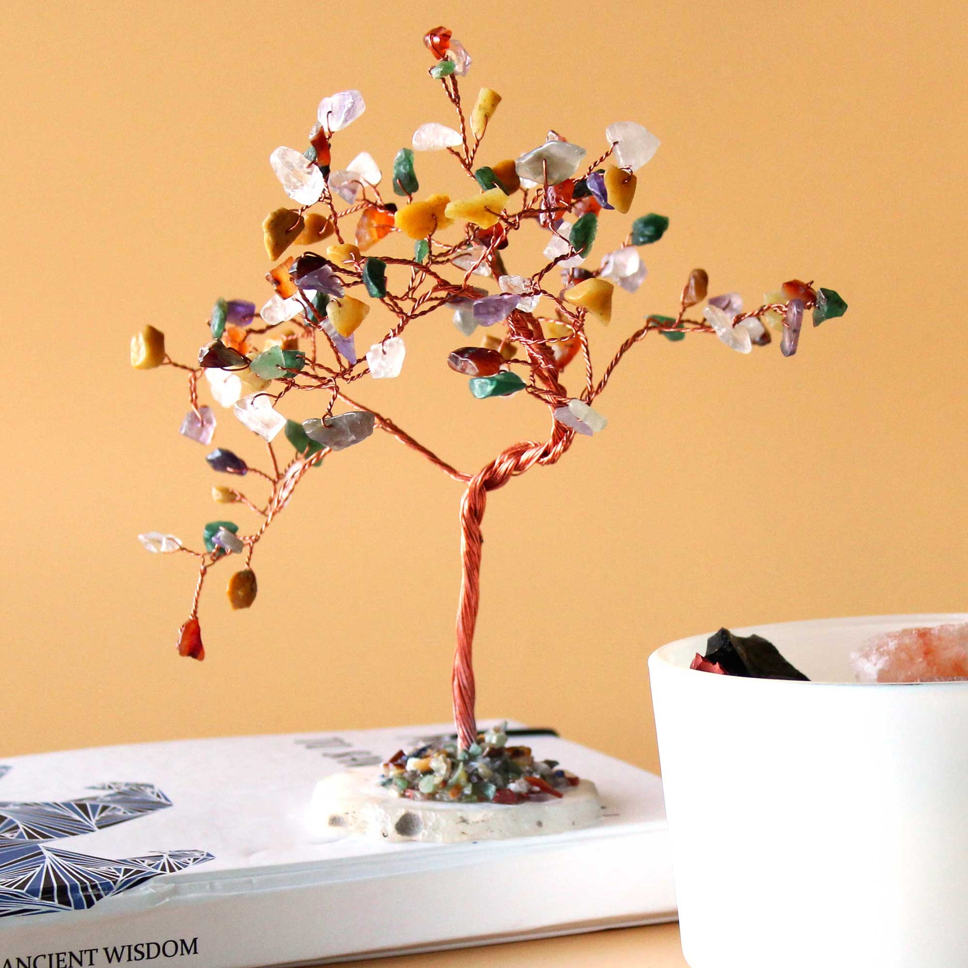 Large Gemstone Tree - Multi Stones on Natural Agate Base (100 stones)