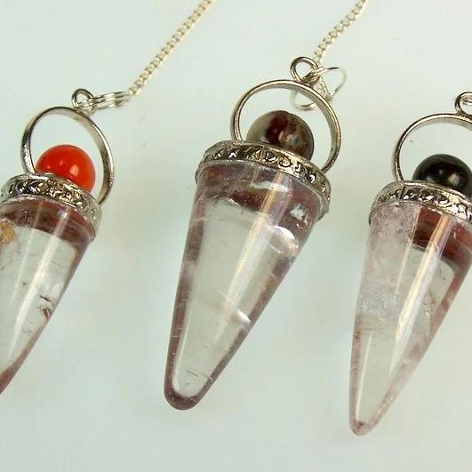 Rock Crystal Cone & Silver Ring Pendulum Set