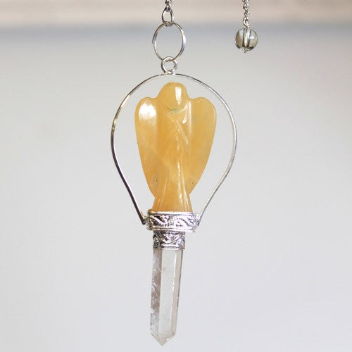 Angel Pendulum with Ring - Yellow Quartz