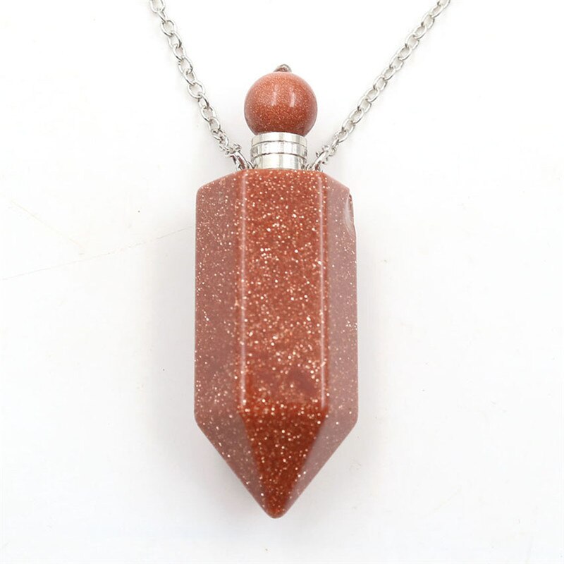 Healing Crystal Point Essential Oil Vial Diffuser Pendant Necklace