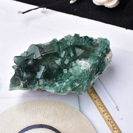 Natural Raw Green Fluorite Crystal Cluster