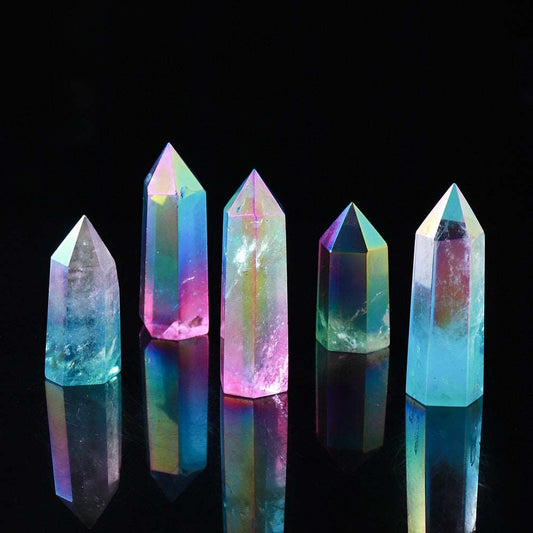 Electroplated Crystal Point Rainbow Healing Wand