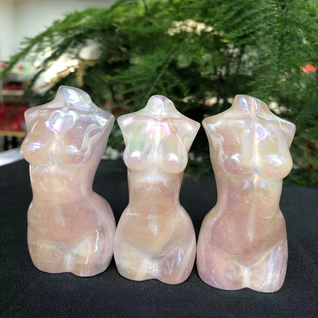 Electroplated Rose Quartz Love Goddess Statue