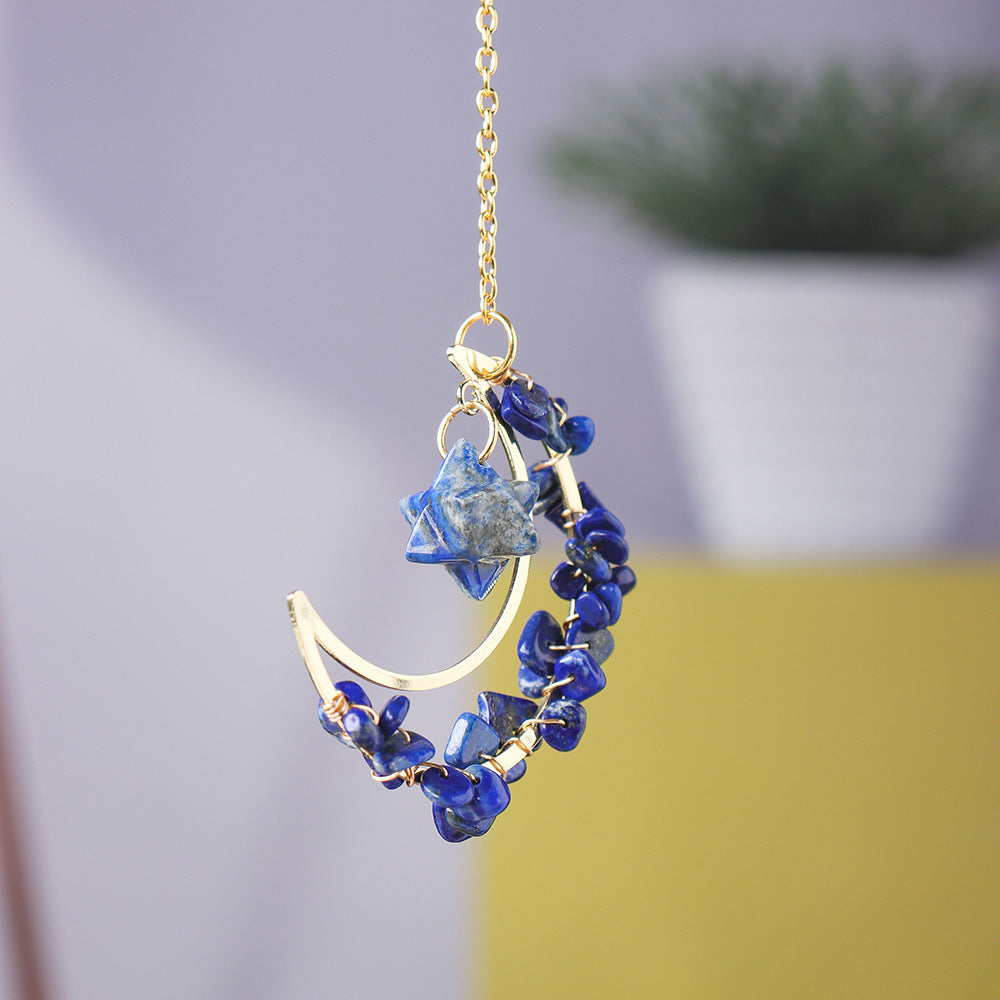 Natural Crystal Chip Moon Pendant Hanging Decoration