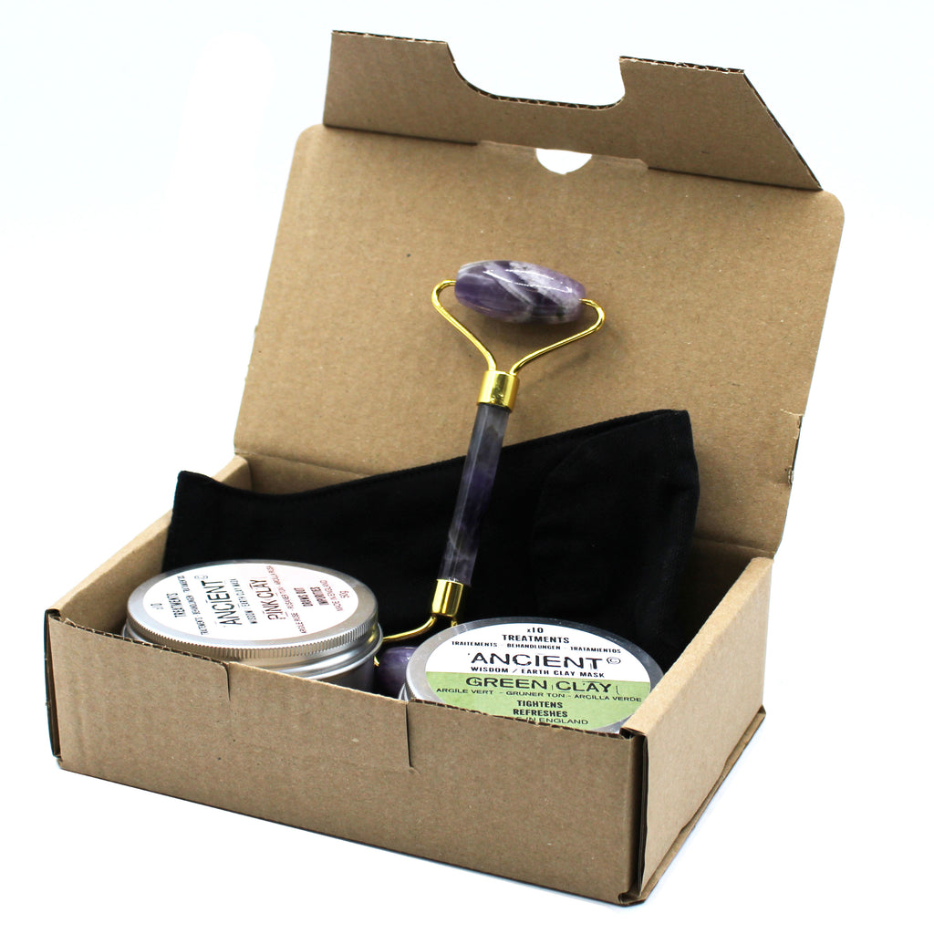 Gemstone Roller and 2 Facial Clays Gift Set