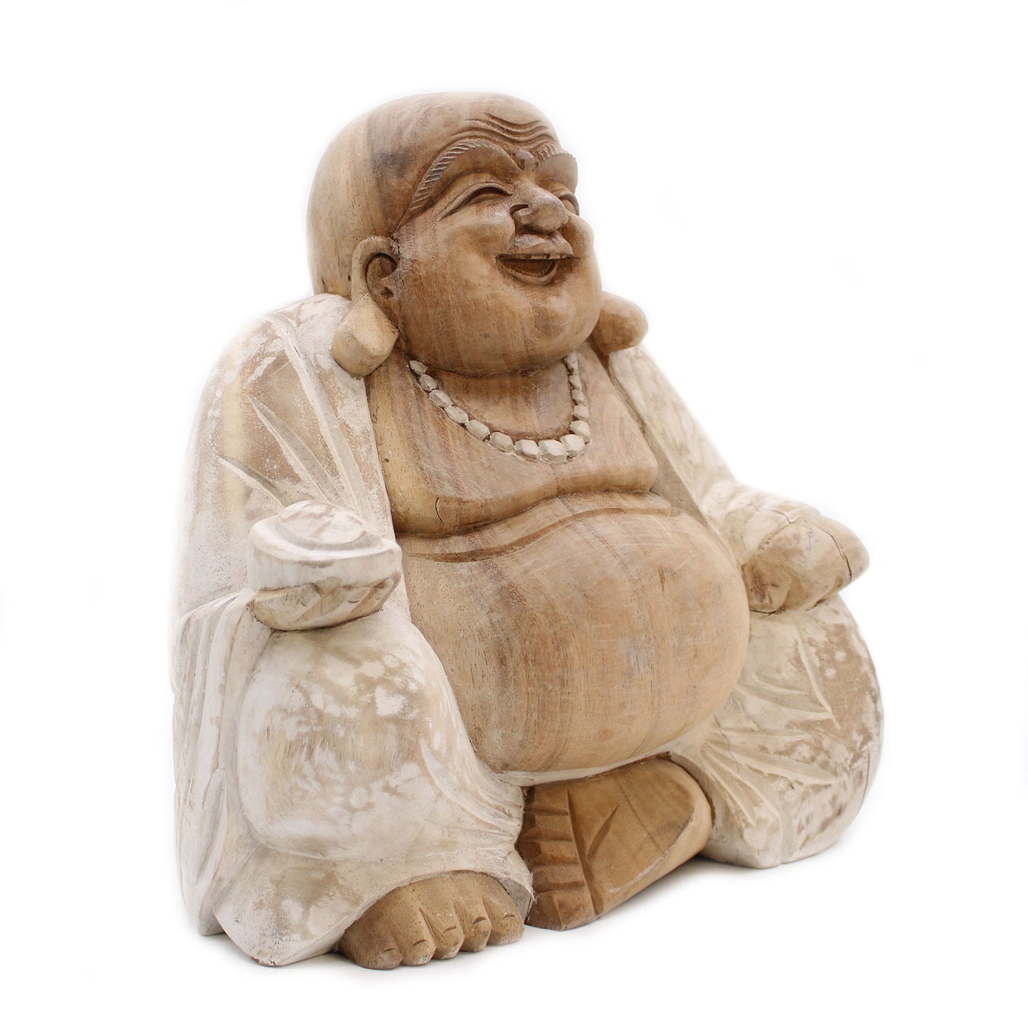 Happy Buddha - Whitewash 30cm