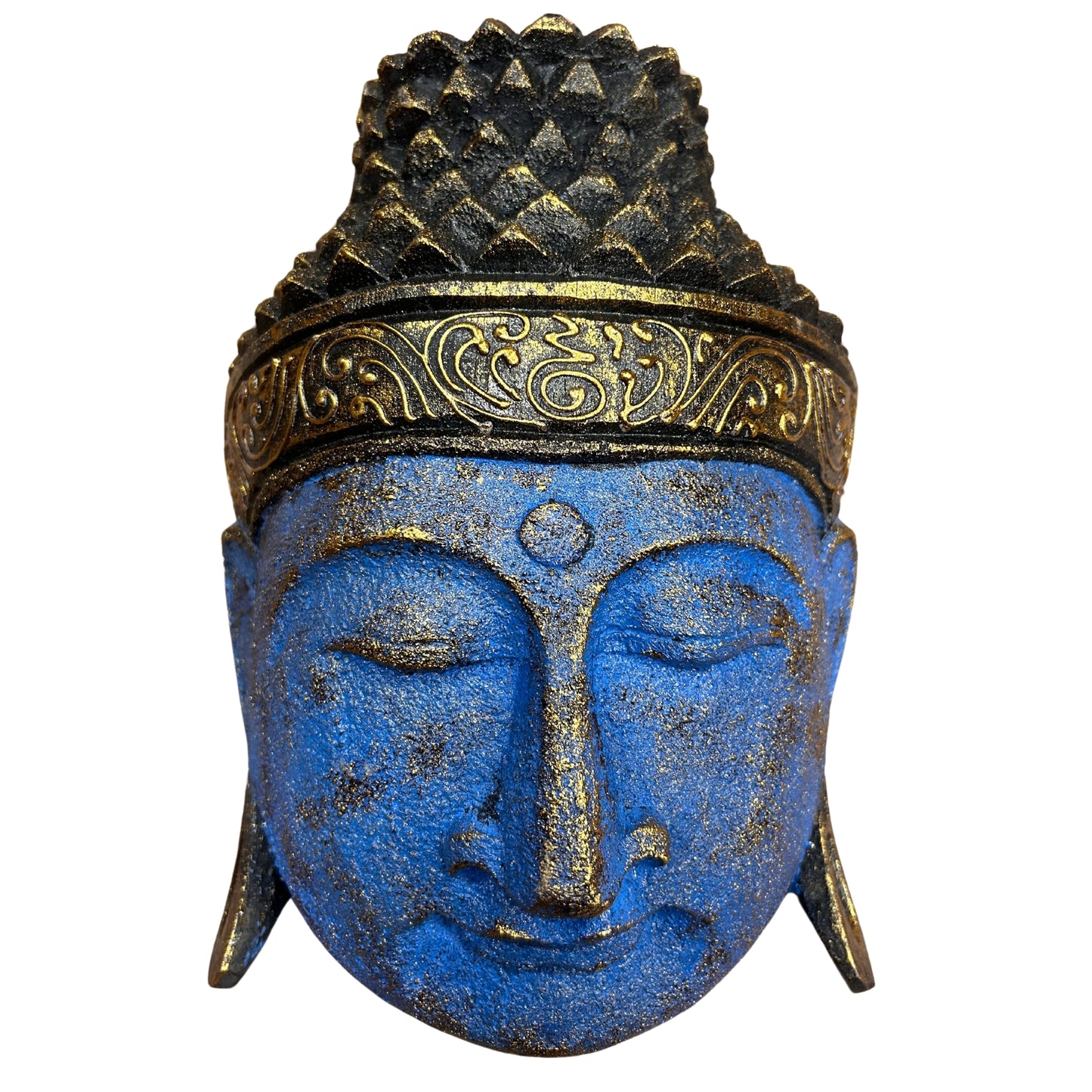 Home Decoration Buddha Head - 25cm - Blue Shine Finish