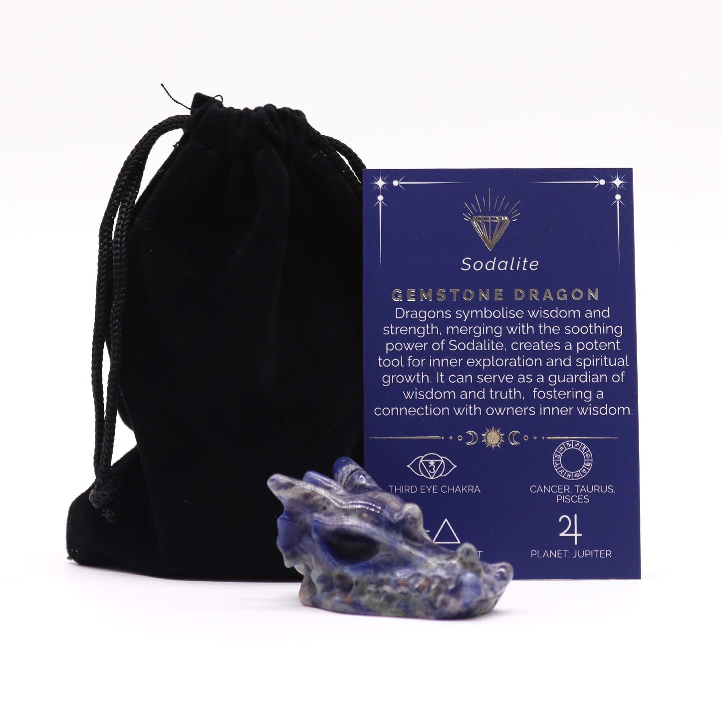 Gemstone Small Dragon Head- Sodalite 45x30x28mm