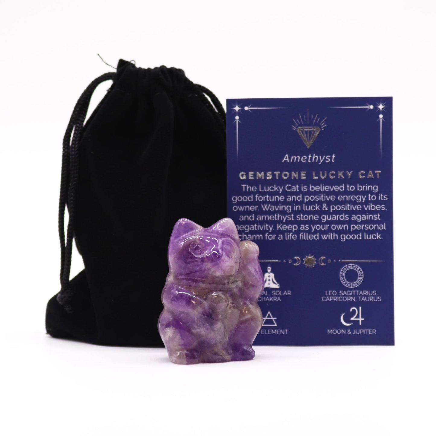 Gemstone Lucky Cat - Amethyst 50x35x25mm