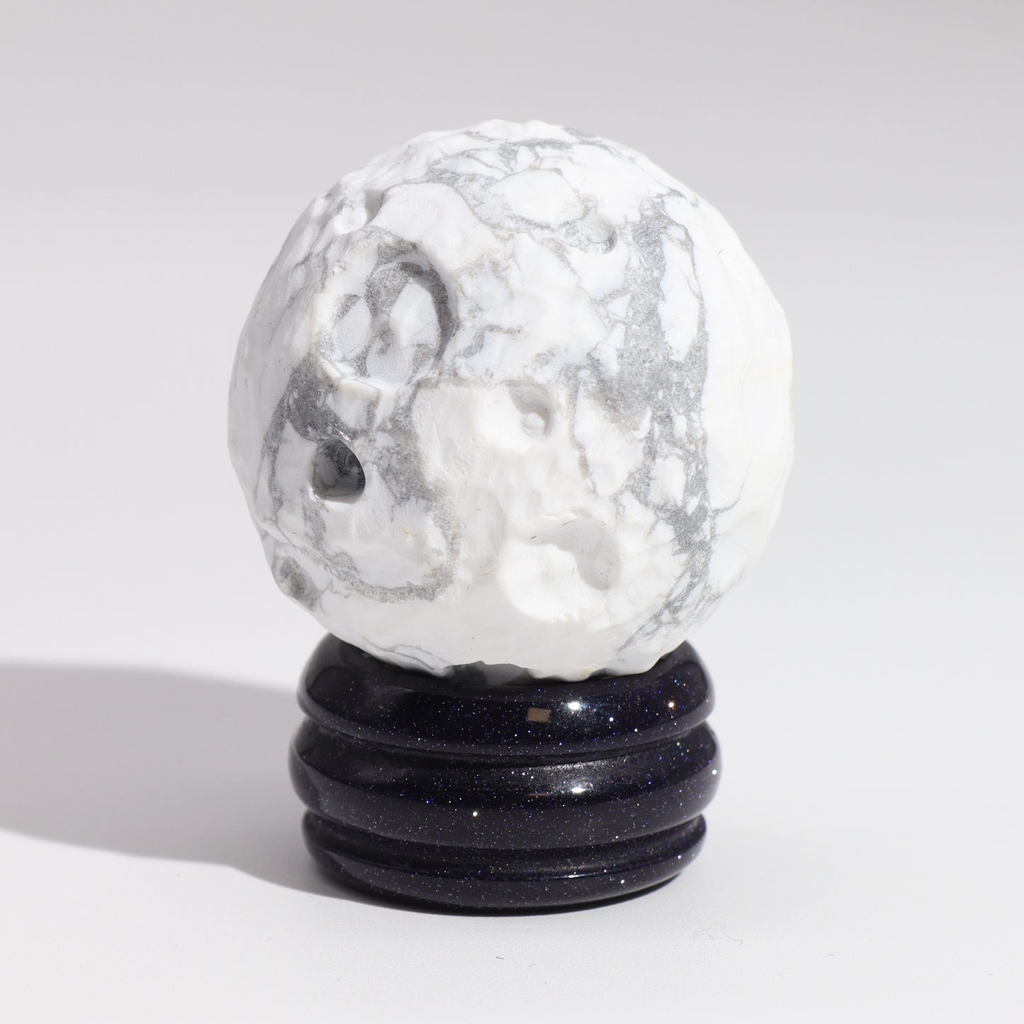 White Howlite Planet on a Sola Goldstone Stand (MOON)