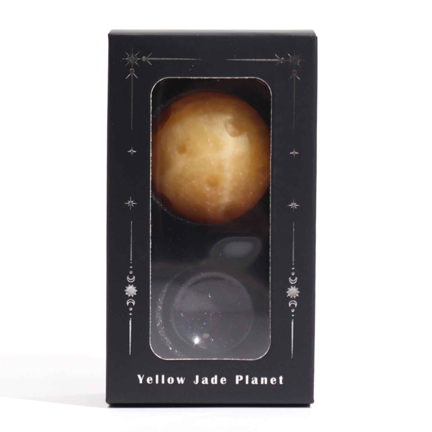 Yellow Jade Planet on a Sola Goldstone Stand (SATURN)