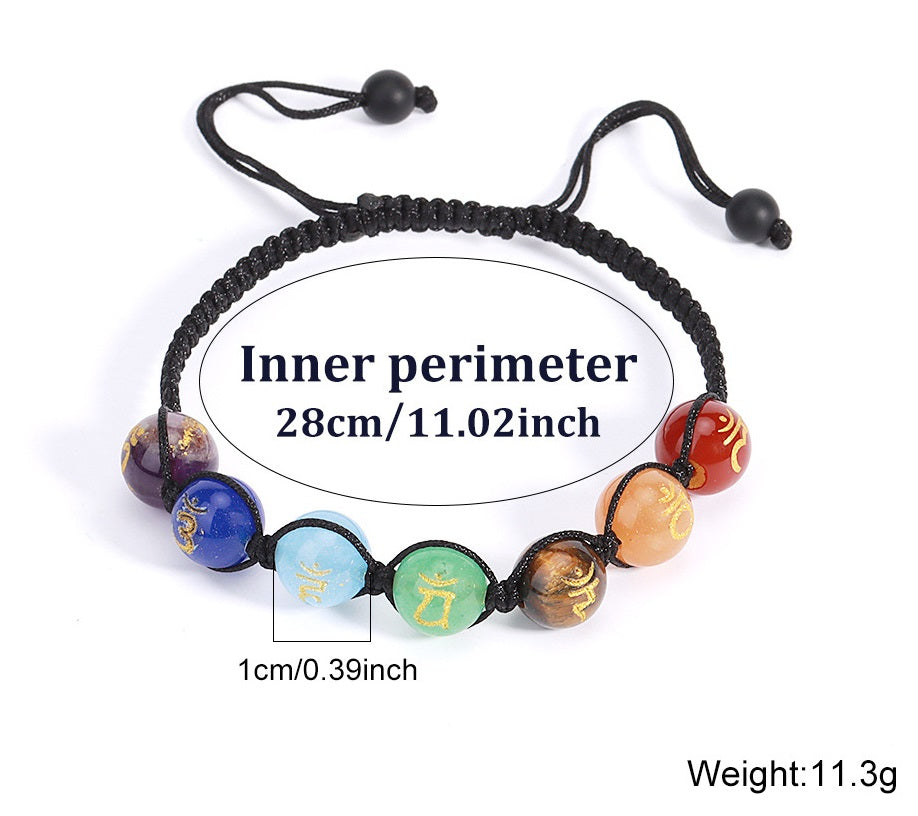 Colourful Natural Crystal Chakra Stone Braided Bracelet