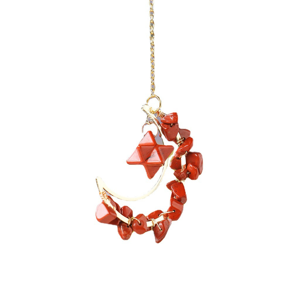 Natural Crystal Chip Moon Pendant Hanging Decoration