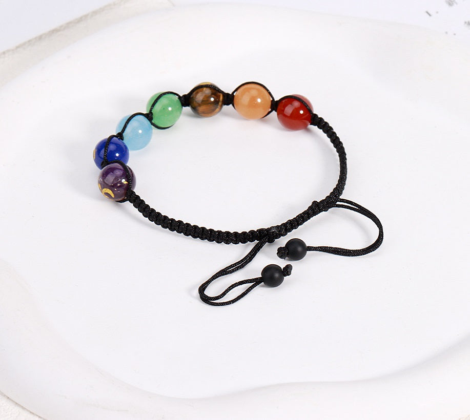 Colourful Natural Crystal Chakra Stone Braided Bracelet