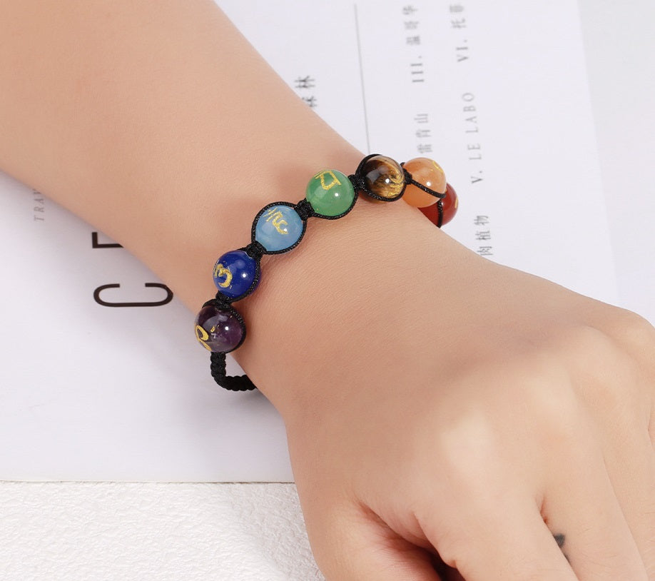 Colourful Natural Crystal Chakra Stone Braided Bracelet