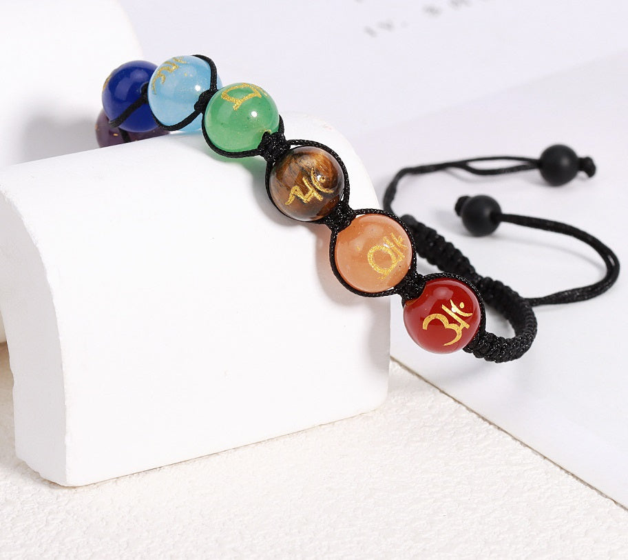 Colourful Natural Crystal Chakra Stone Braided Bracelet