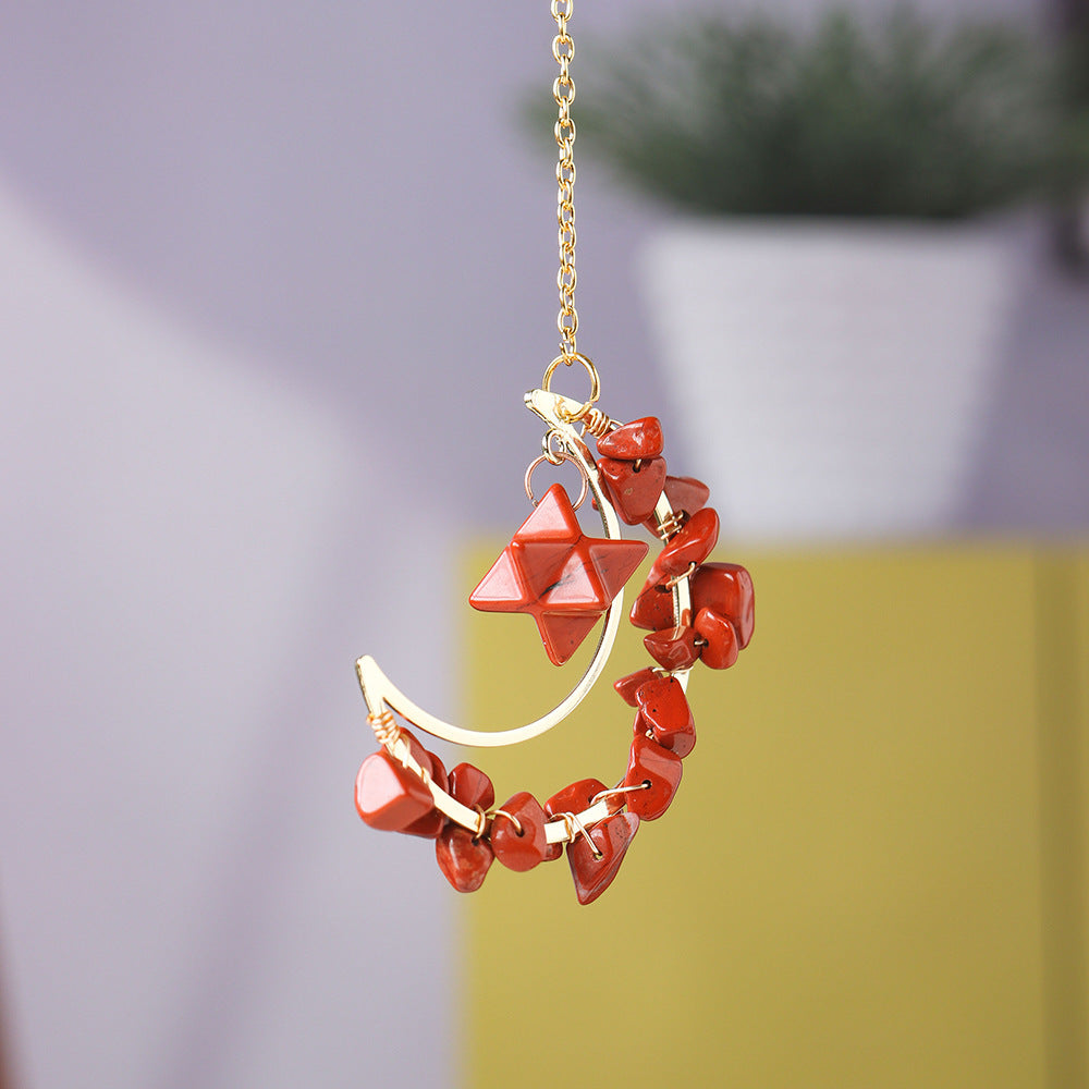 Natural Crystal Chip Moon Pendant Hanging Decoration