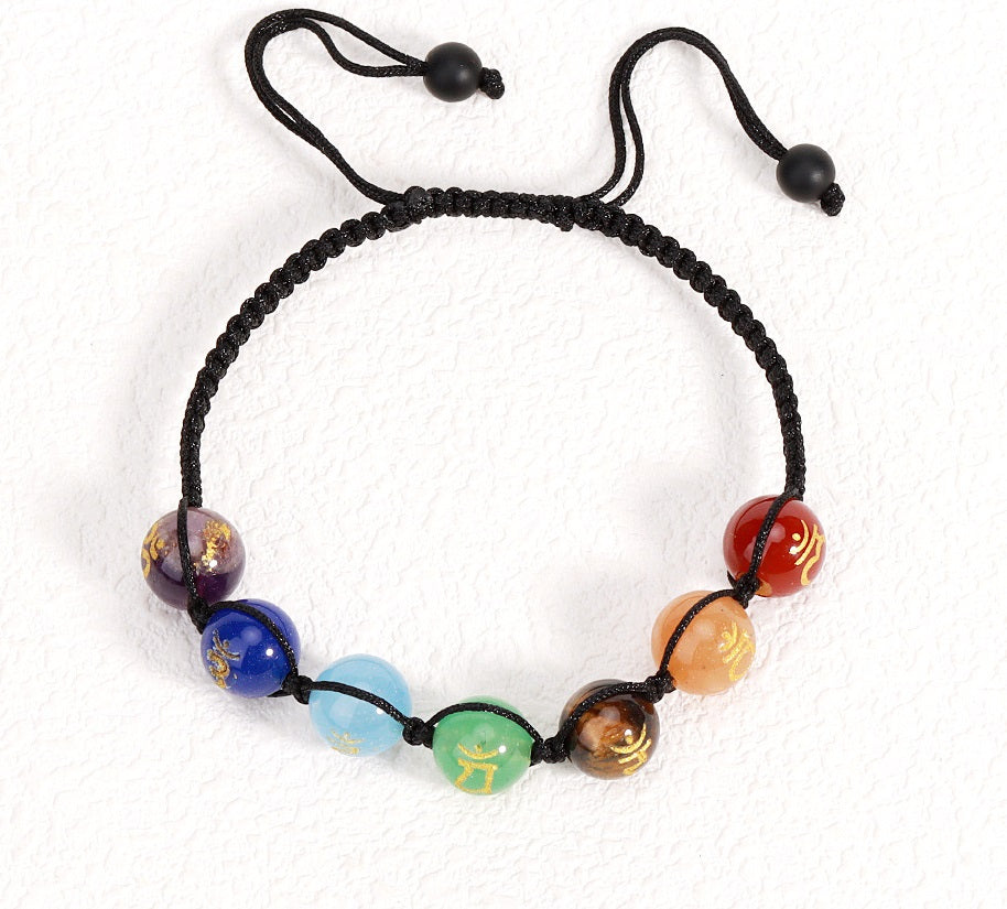 Colourful Natural Crystal Chakra Stone Braided Bracelet
