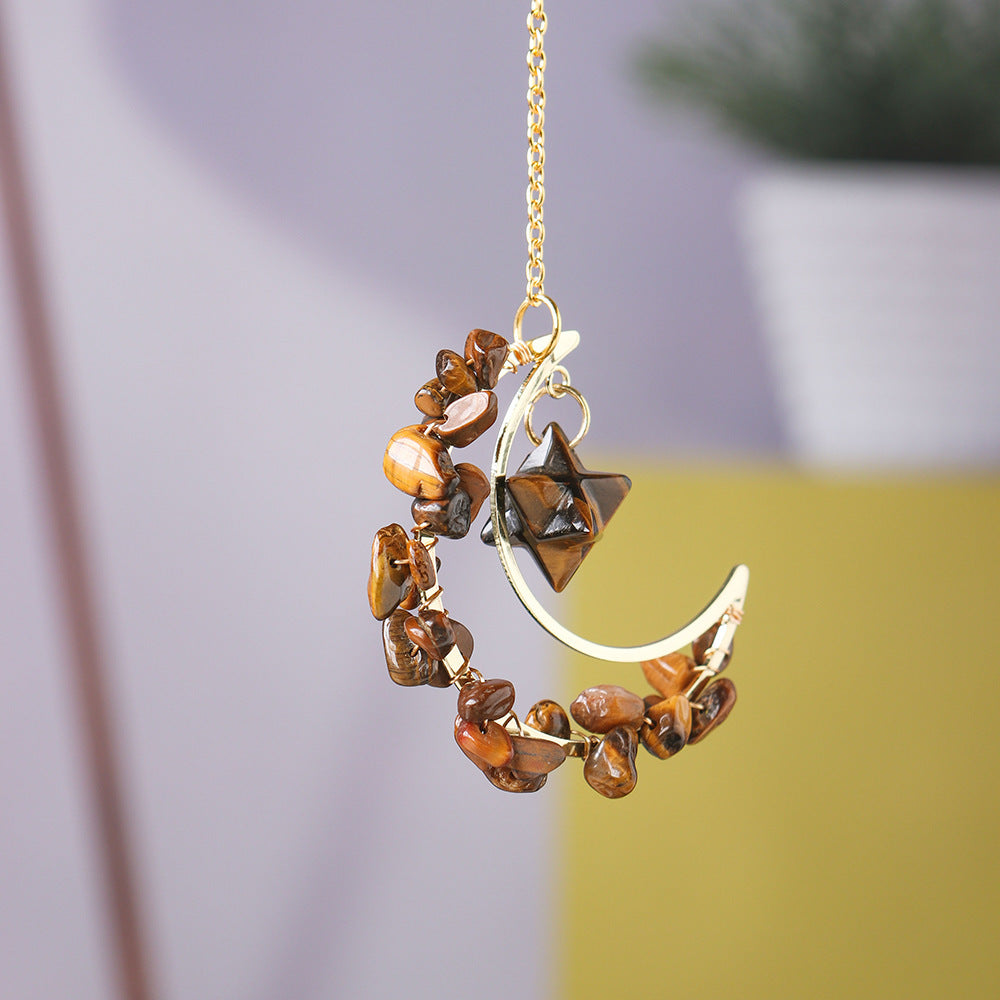 Natural Crystal Chip Moon Pendant Hanging Decoration