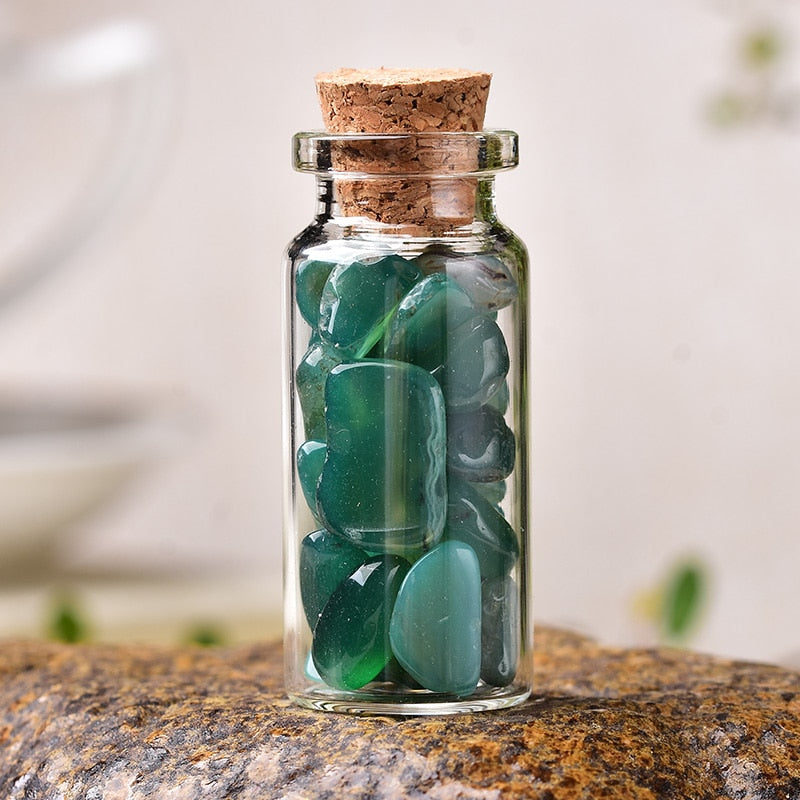 Natural Crystal Filled Glass Wishing Bottle - 50, 60, 80mm