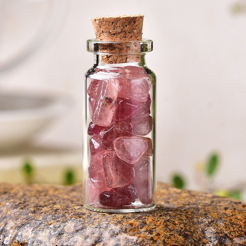 Natural Crystal Filled Glass Wishing Bottle - 50, 60, 80mm