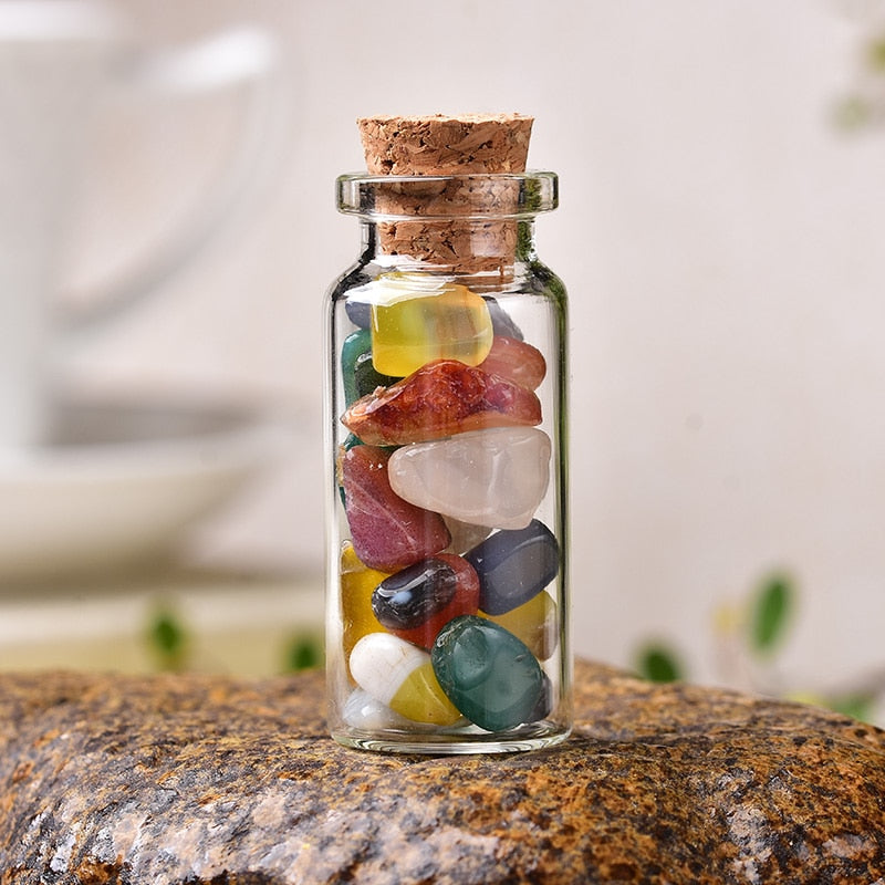 Natural Crystal Filled Glass Wishing Bottle - 50, 60, 80mm