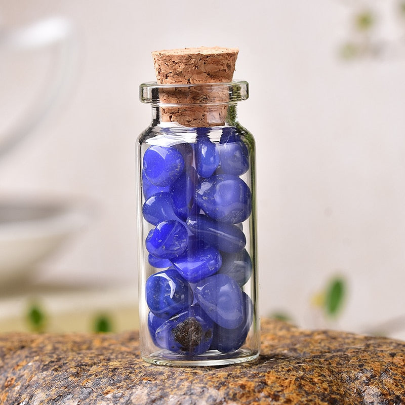 Natural Crystal Filled Glass Wishing Bottle - 50, 60, 80mm