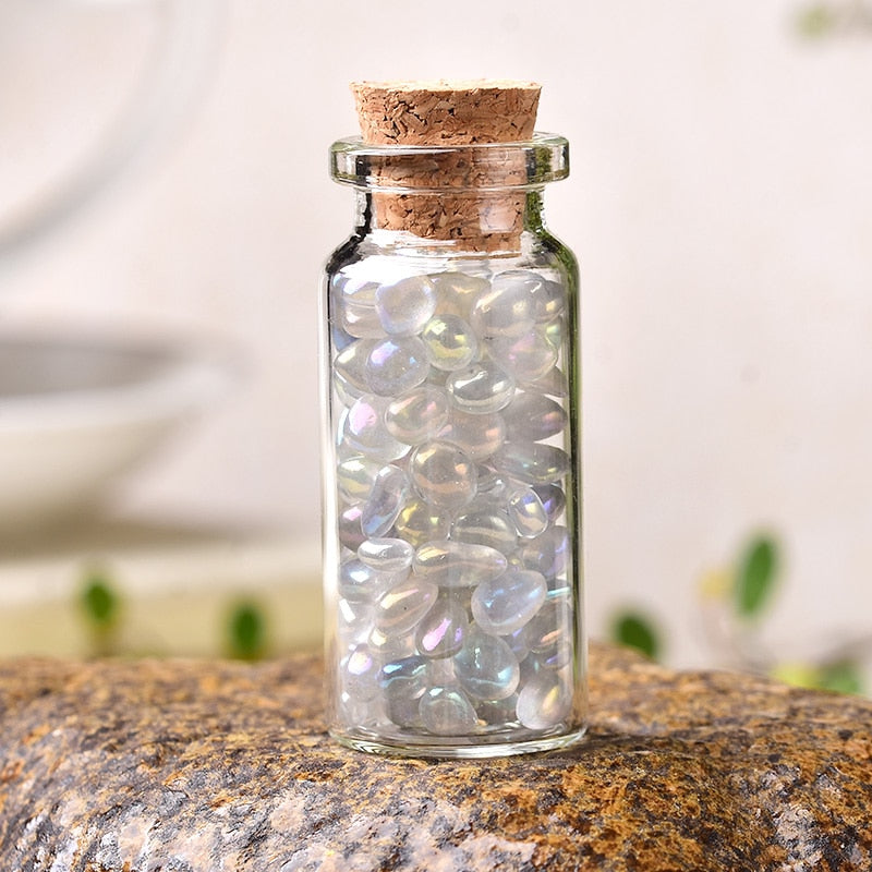 Natural Crystal Filled Glass Wishing Bottle - 50, 60, 80mm