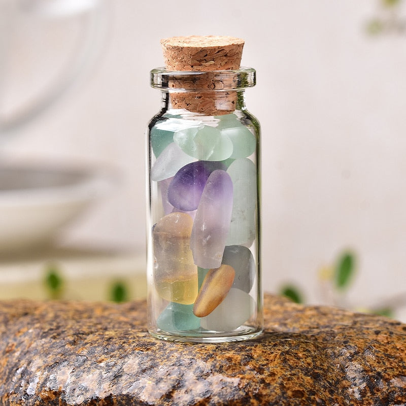 Natural Crystal Filled Glass Wishing Bottle - 50, 60, 80mm